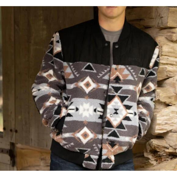 HOOEY Other - NEW HOOEY aztec sherpa bomber jacket in black/white